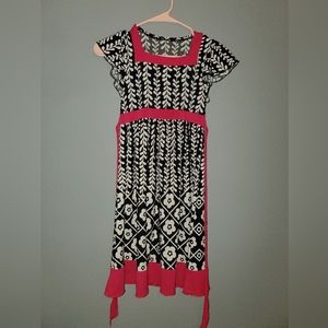 Girls Dress 10 floral pink black long Easter School Party